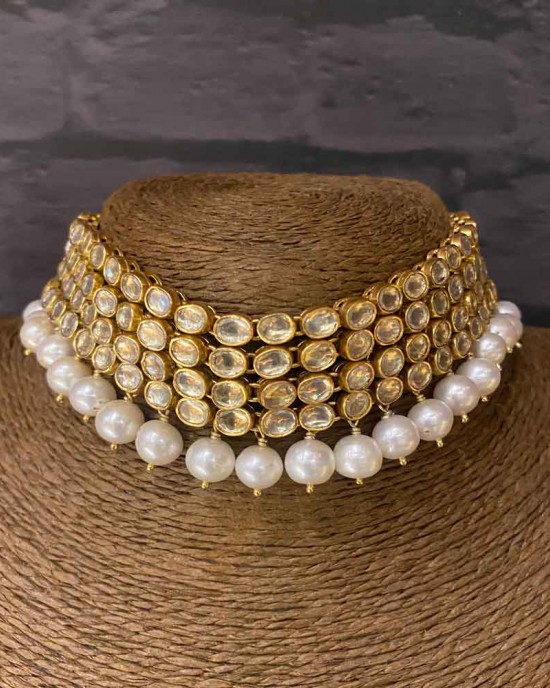 Kundan And Pearl Drop Choker