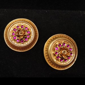 Floral Red Stone Studs