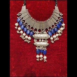 Lapis Pearl Vintage Choker Necklace