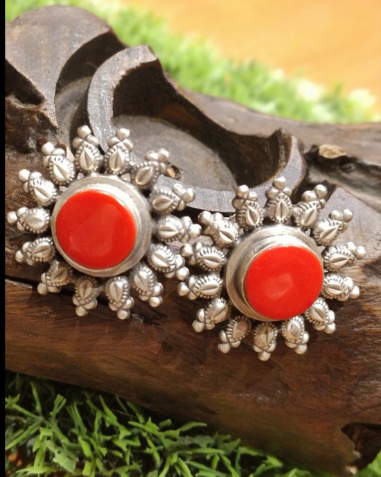 Red Coral Studs