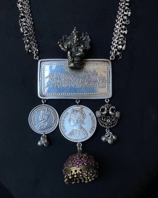 Victorian Fusion Necklace With Lord Ganesha