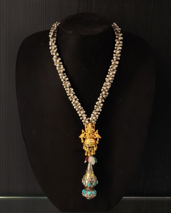 Long Ghunghroo Ganesha Pendant Necklace