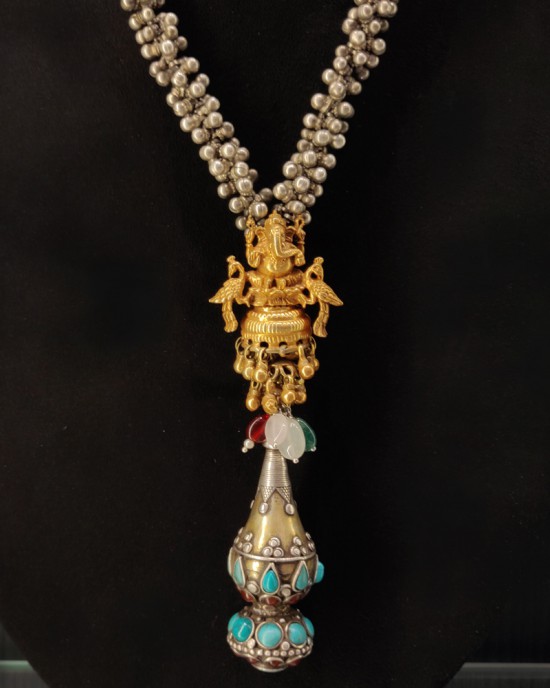 Long Ghunghroo Ganesha Pendant Necklace