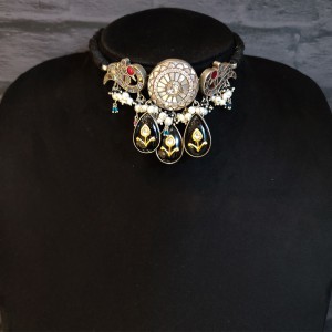 Unique Morni Choker With Black Drop Stones