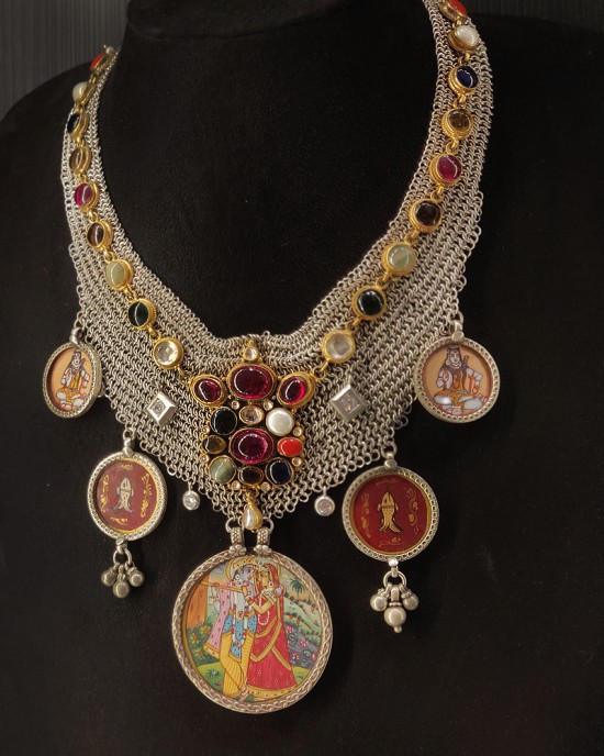 Multi Navratna Stone Necklace