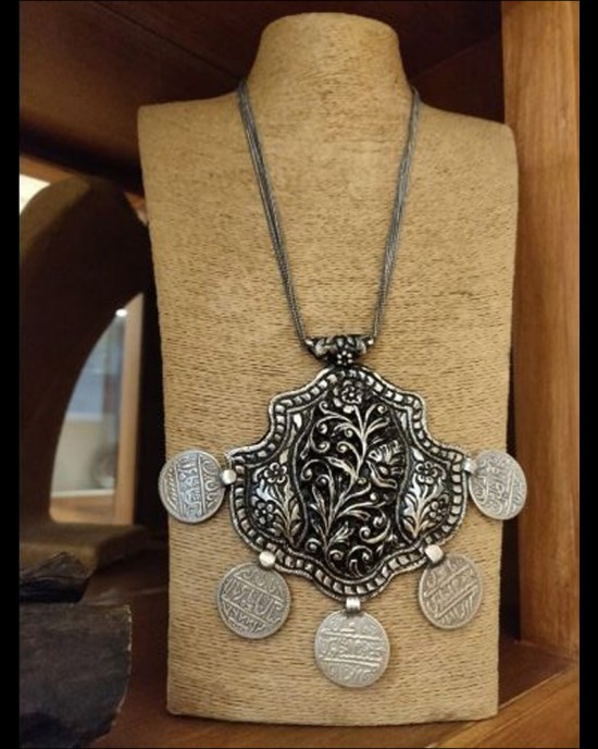 Oxidized Elaborate Vintage Coin Necklace