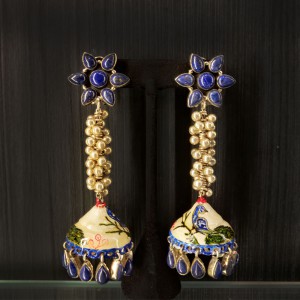 Hand Painted Blue Jhumkas