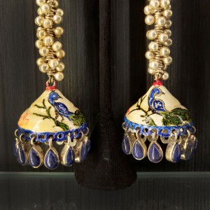 Hand Painted Blue Jhumkas