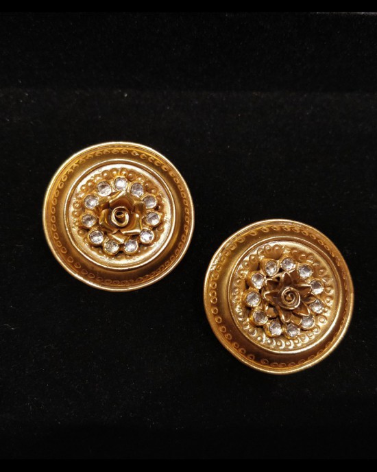 Floral White Stone Studs