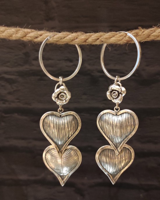 Double Heart Hoops