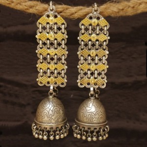 Dual Tone Jhumki Earrings