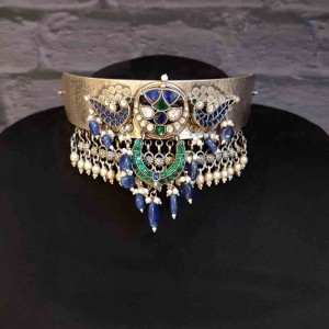 Blue And Green Peacock Choker