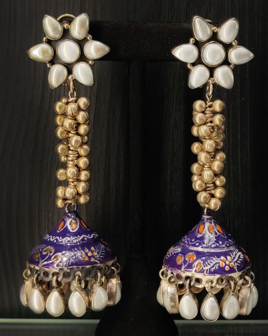 Floral Pearl Jhumkas