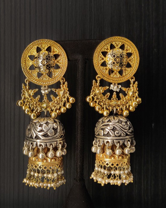 Long Dual Tone Ghungroos Jhumkas