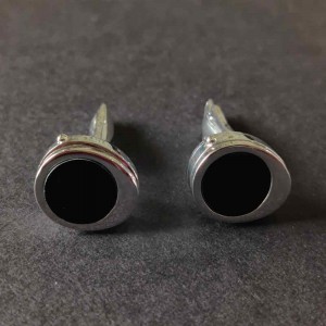 Black Round Cuff Links