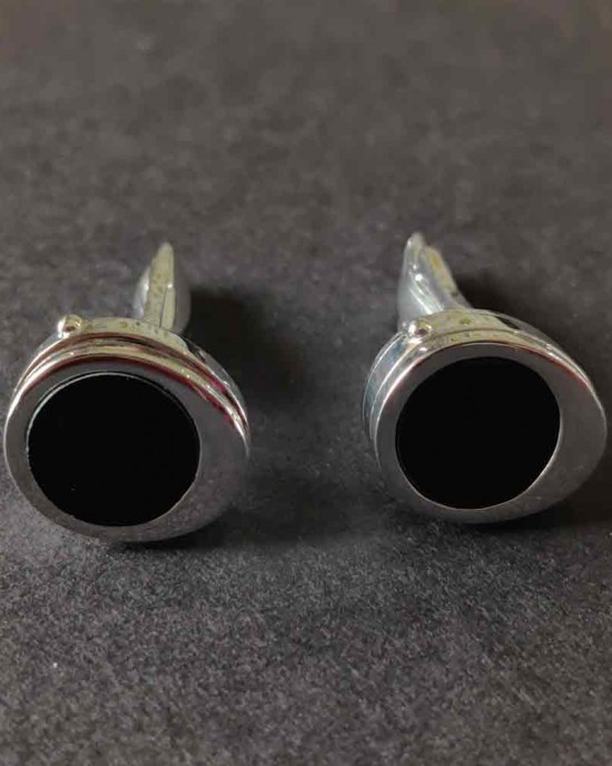 Black Round Cuff Links