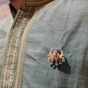 Chandbali Peacock Brooch