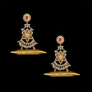 Pink And Kundan Stone Chandbalis