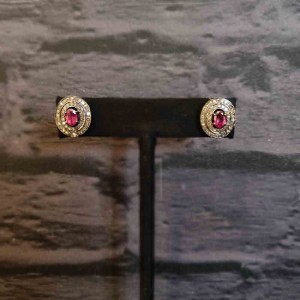 Double Lined Polki Studs With Rubies