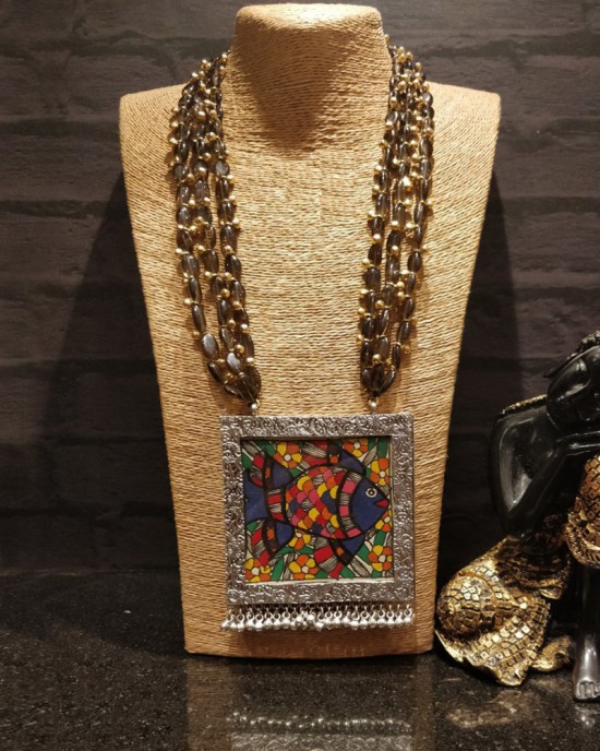 Bihari Multistrand Beaded Madhubani Necklace