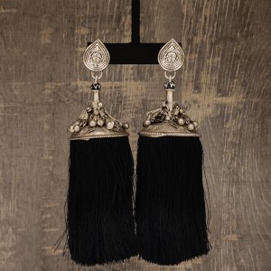 Tribal Earring With Black Tassels