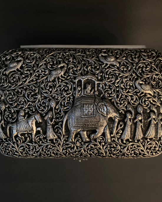 Silver carved box